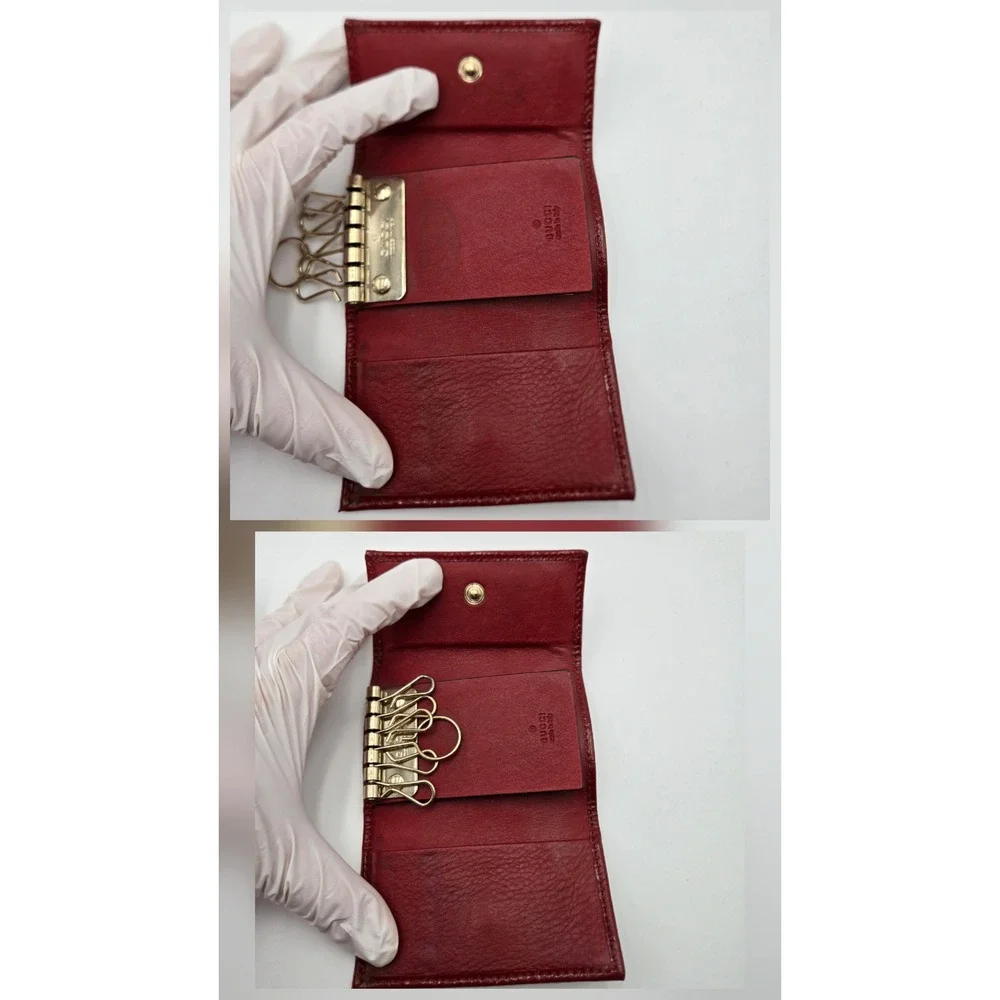 Gucci Red Guccissima Patent Leather 6 Key Case Holder Buckle